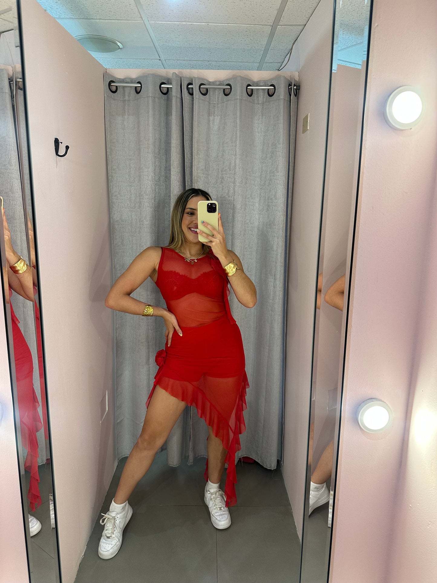 Mesh Red Dress