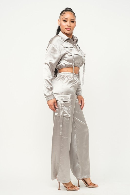 Silver Satin Set