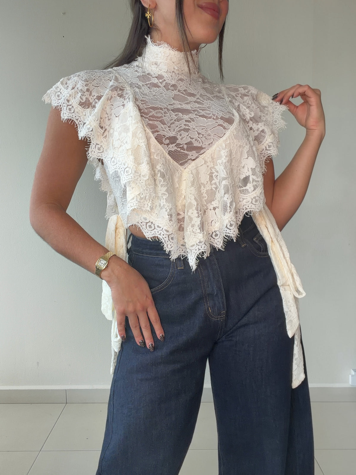 Cream Lace Top