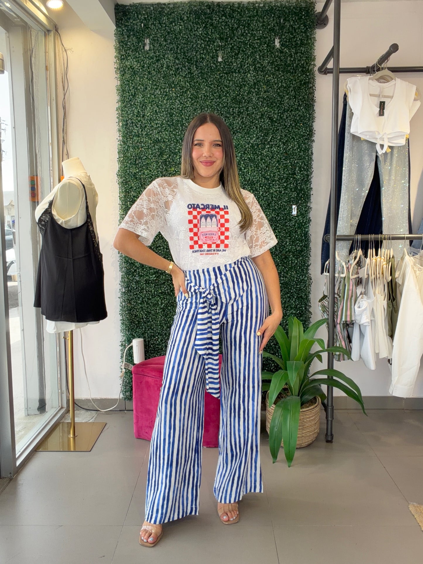 Stripe Knot Blue Pant