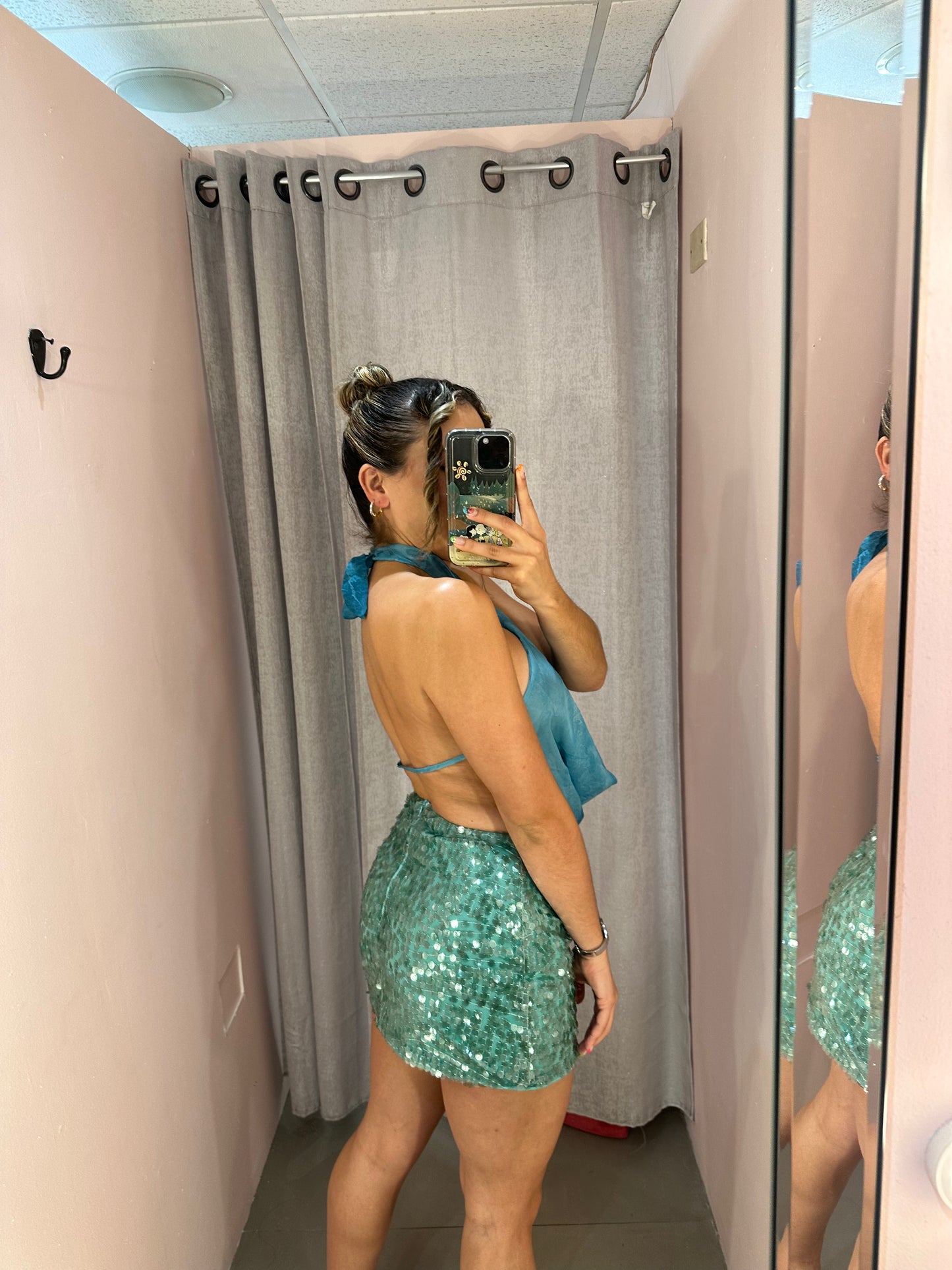 Aqua Sequin Skirt