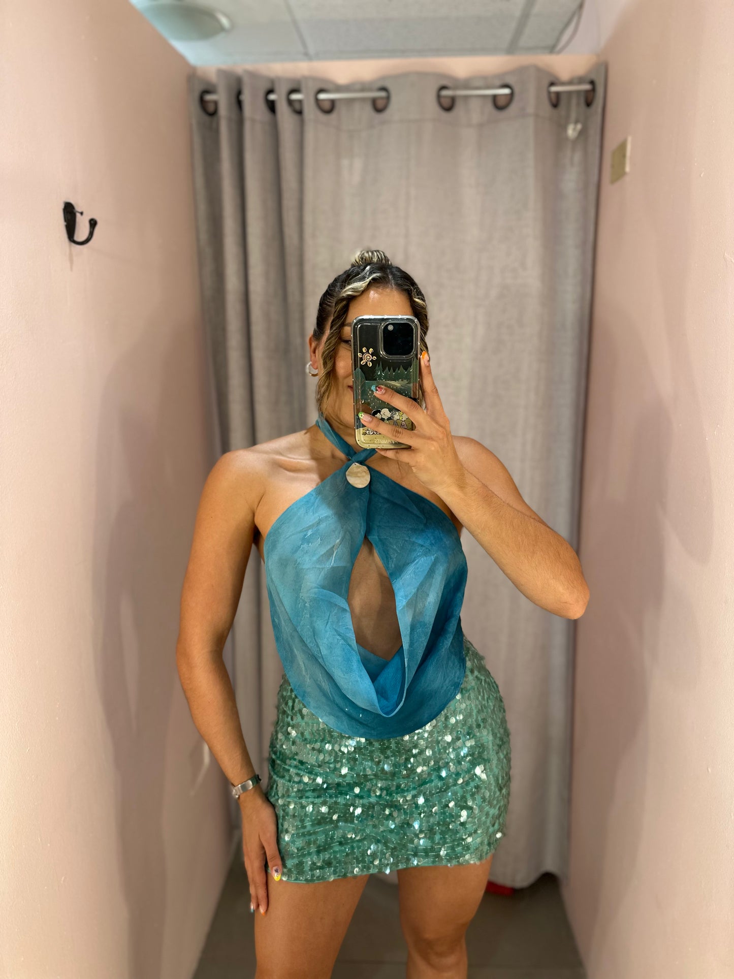 Aqua Sequin Skirt