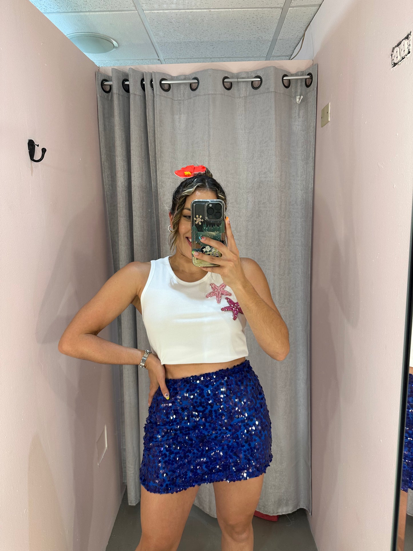 Blue Sequin Skirt