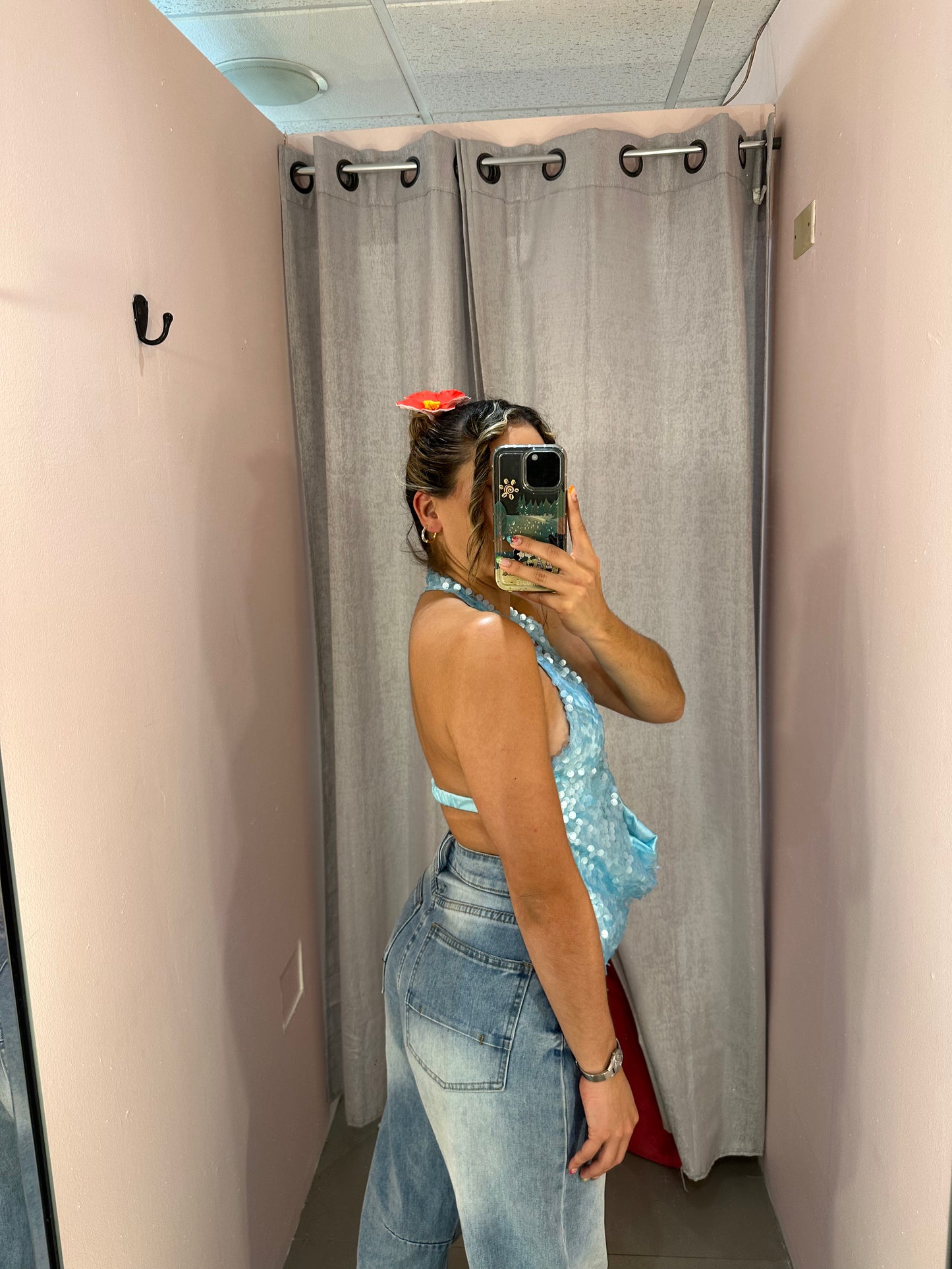 Sequin Top Blue
