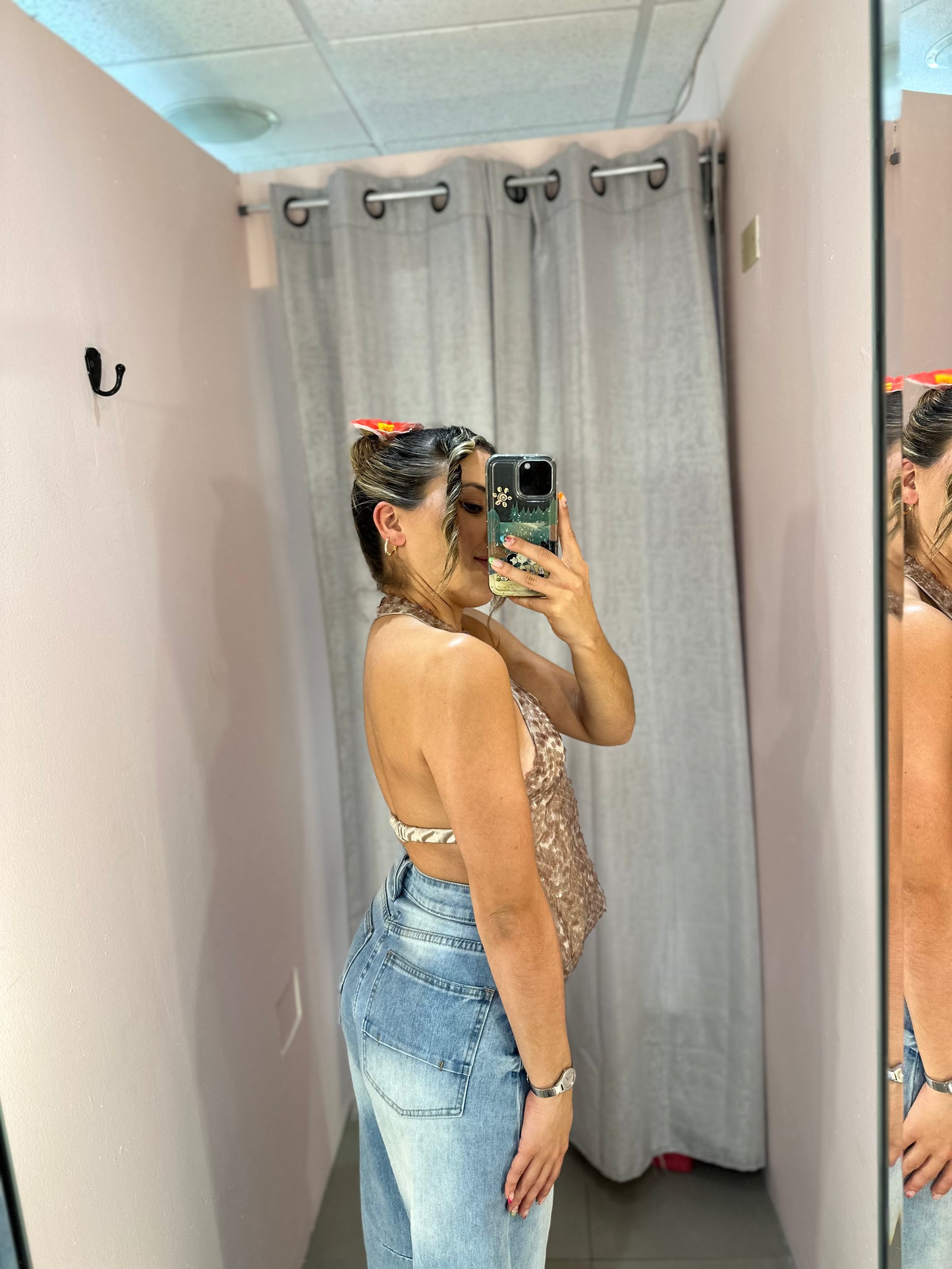 Sequin Top Khaki