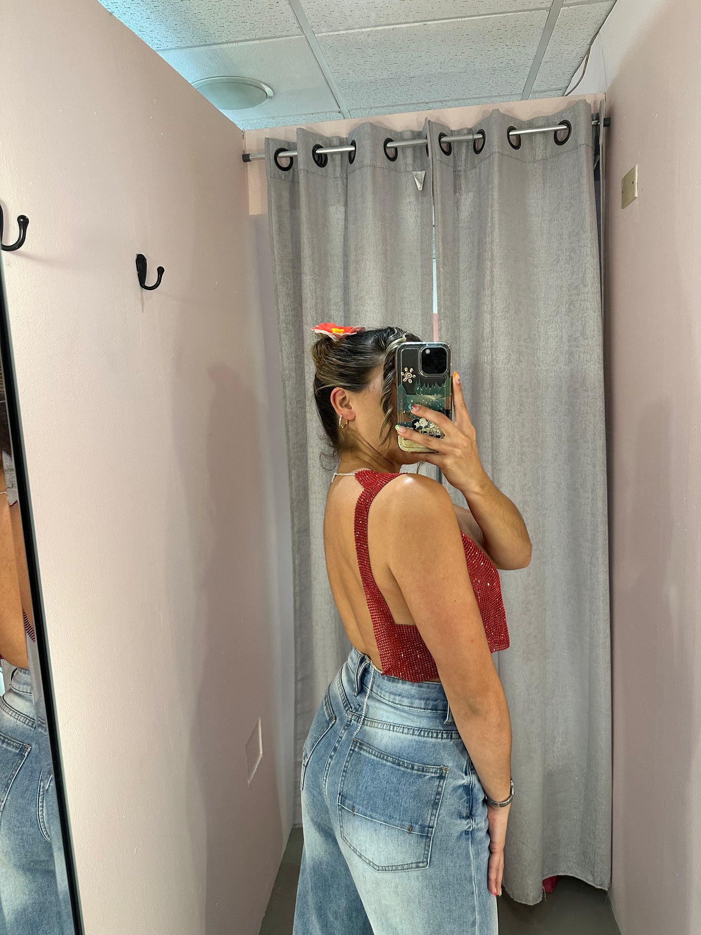 Red Rhinestone Top