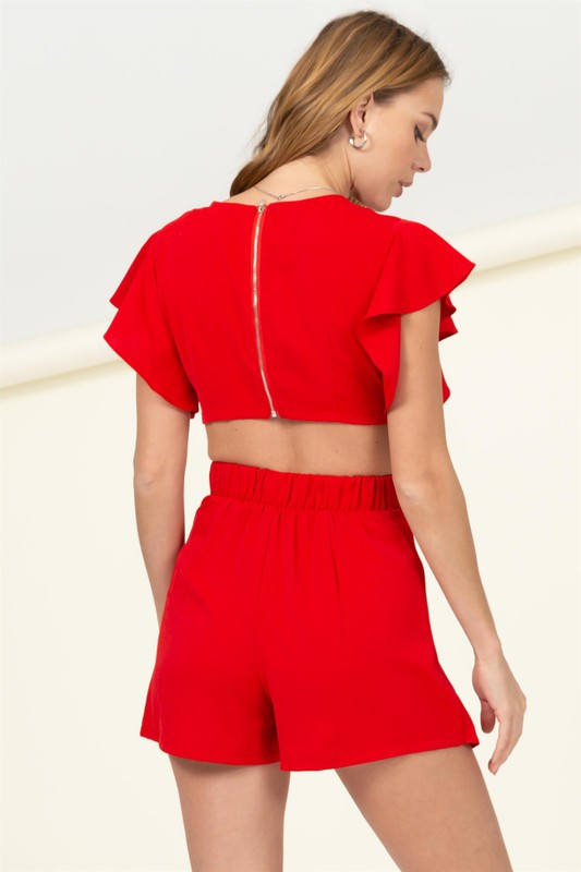 Twist Front Crop and Skort Set