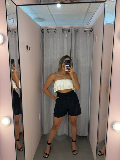 Black Linen Shorts