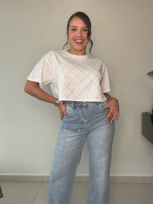 Rhinestone Crop Top