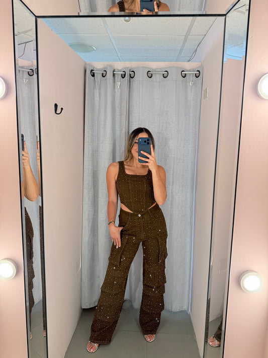 Brown Rhinestone Set