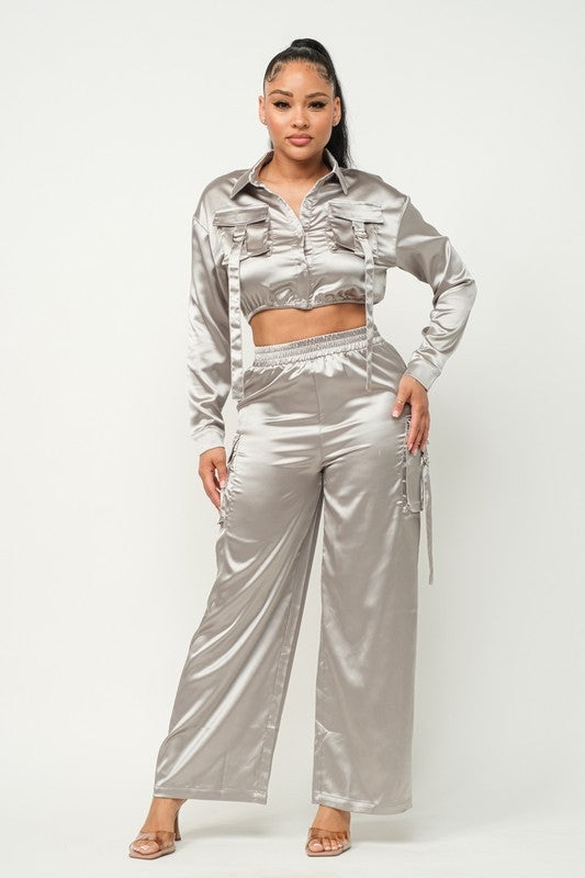 Silver Satin Set