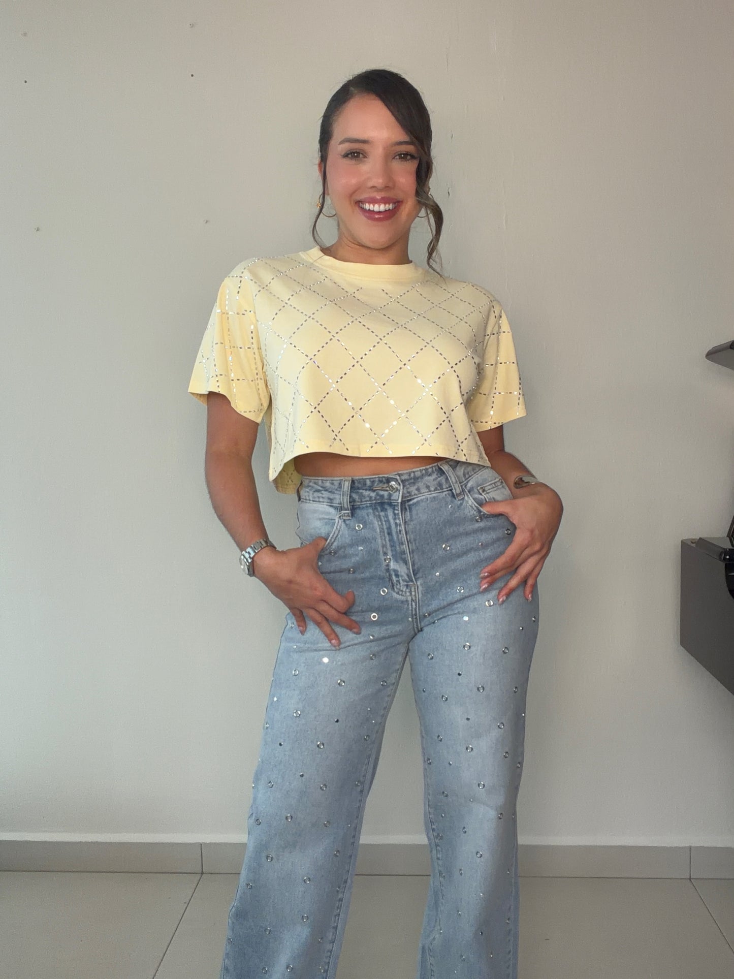 Rhinstone Crop Top
