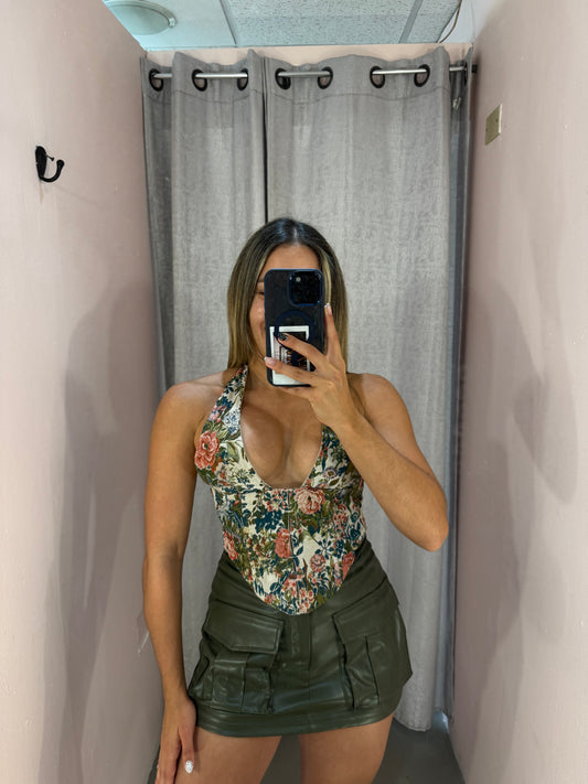 Floral Green Corset