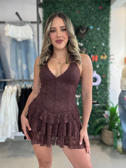Brown Lace Dress