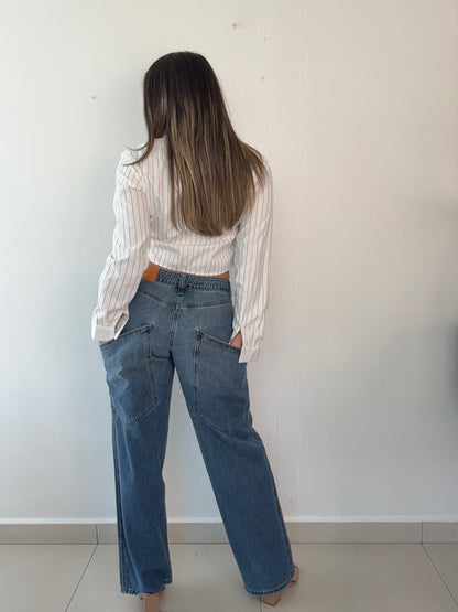 Mid Rise Pocket Jeans