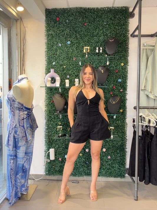 Black Jean Romper