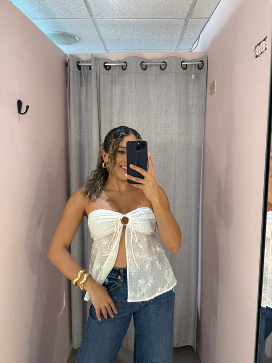 White Strapless Top