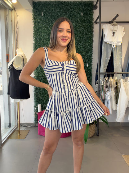 Blue Stripe Romper