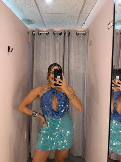 Aqua Sequin Dress