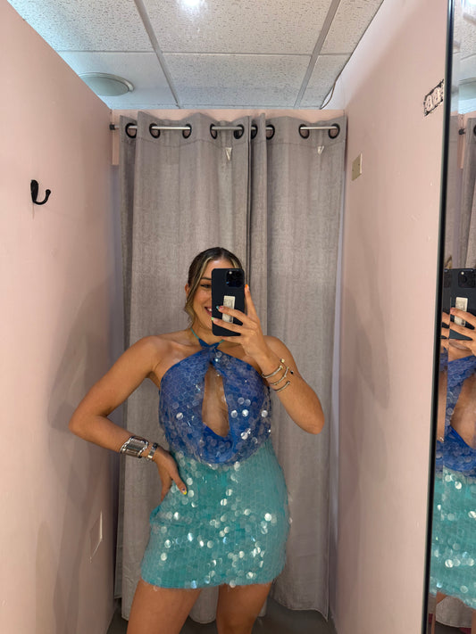 Aqua Sequin Dress
