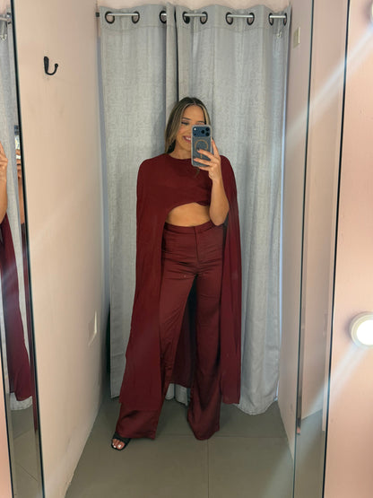 Burgundy Cape 3pcs Set