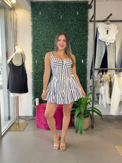 Blue Stripe Romper