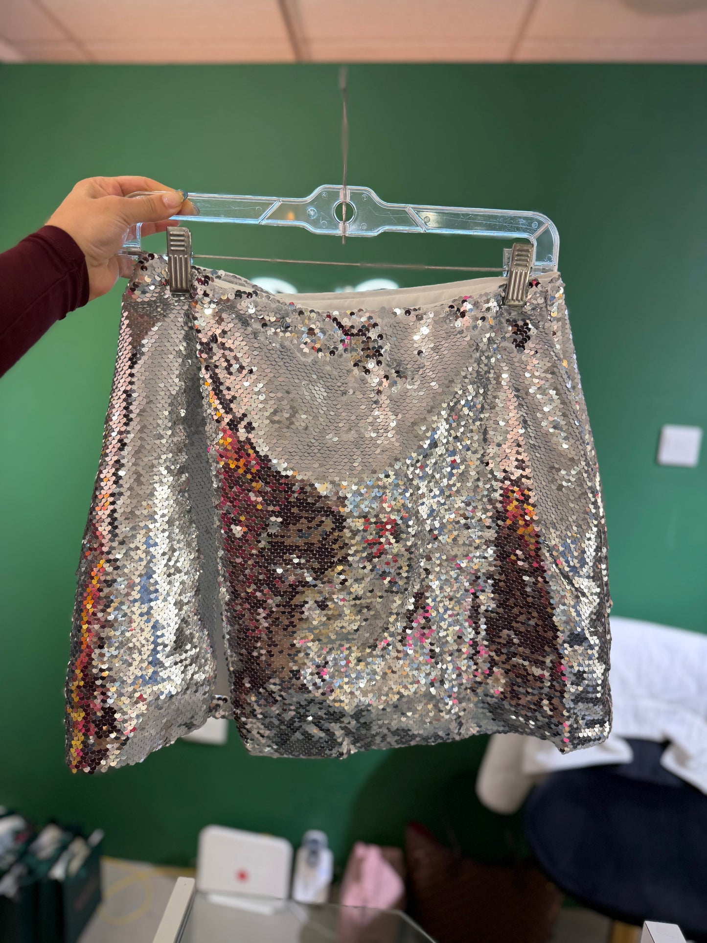 Silver Sequin Skirt