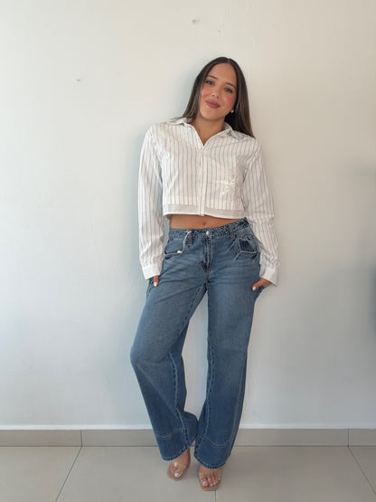 Mid Rise Pocket Jeans