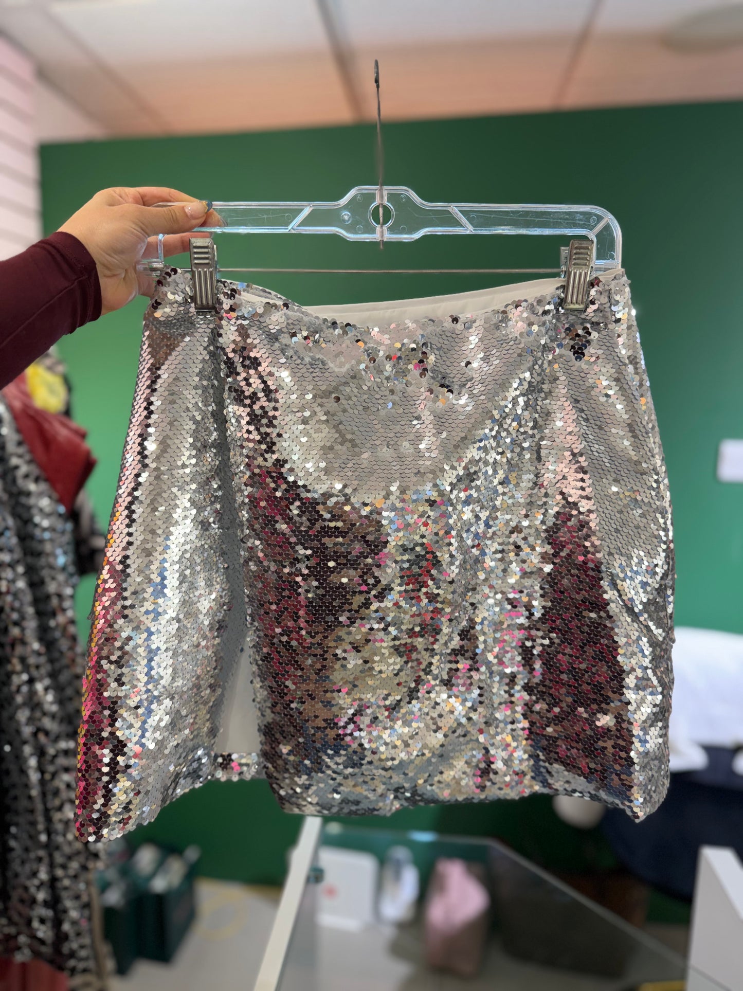 Silver Sequin Skirt
