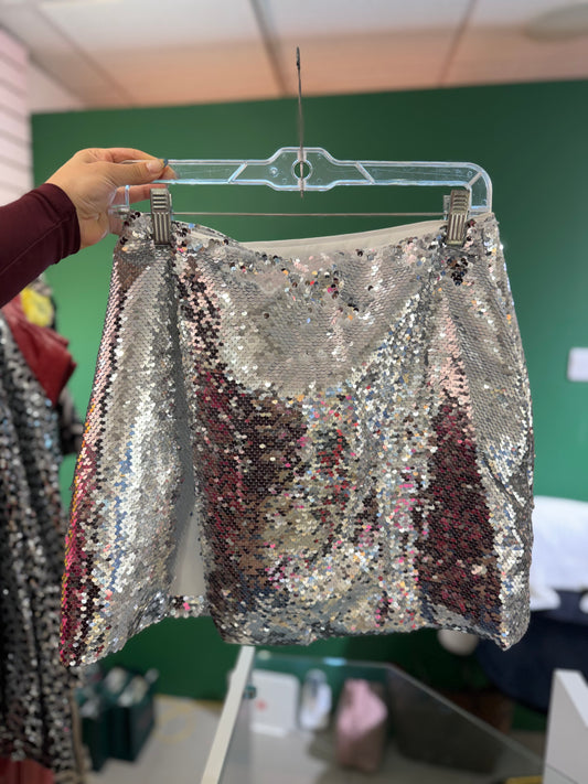 Silver Sequin Skirt