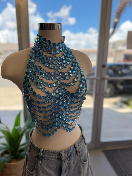 Blue Rhinestone Top