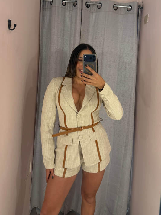Cream Blazer Set