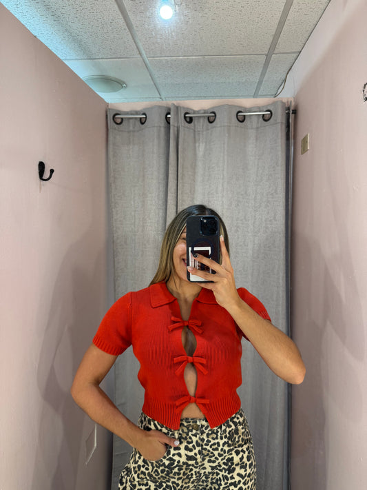 Red Knit Top