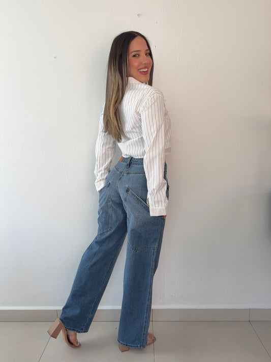 Mid Rise Pocket Jeans