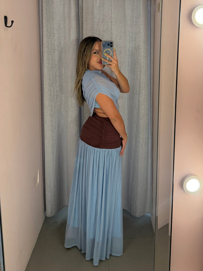 Brown Blue Dress