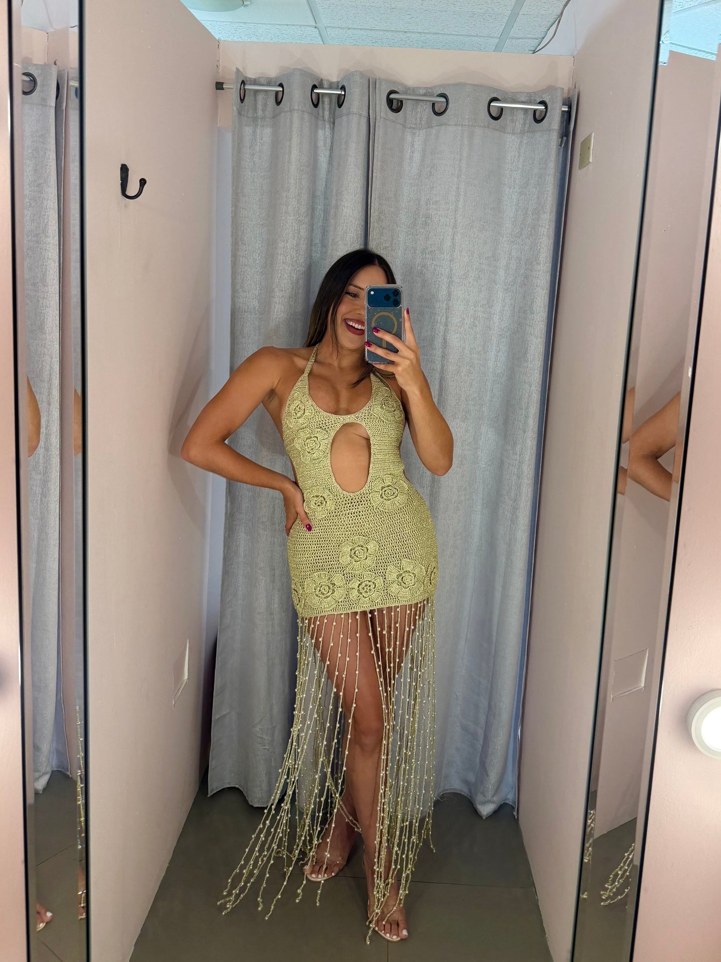 Sage Bead Maxi Dress