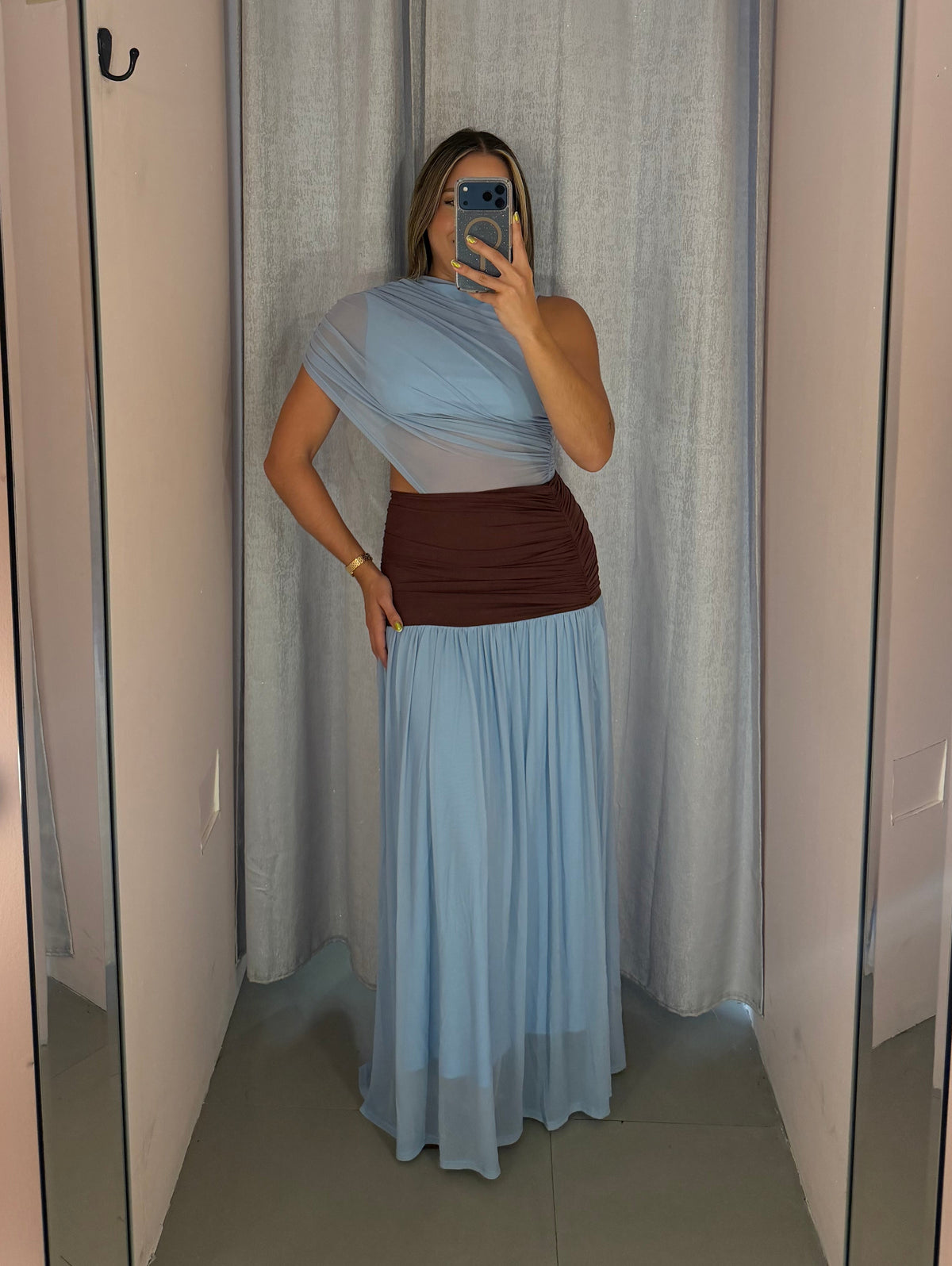 Brown Blue Dress