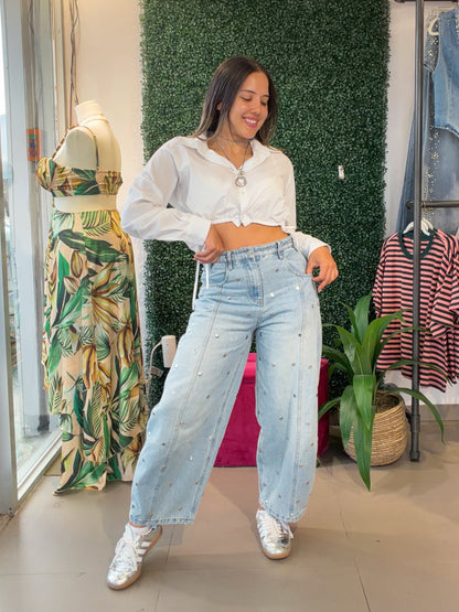 Stud Barrel Jeans