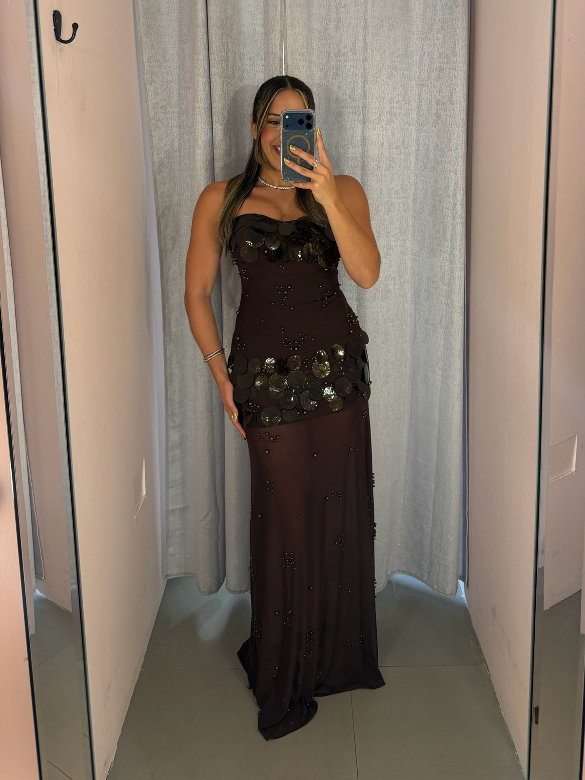 Brown Shell/Pearl Dress