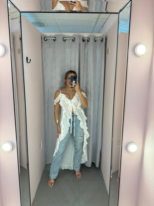 Ruffle White Top