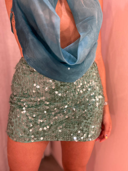 Aqua Sequin Skirt