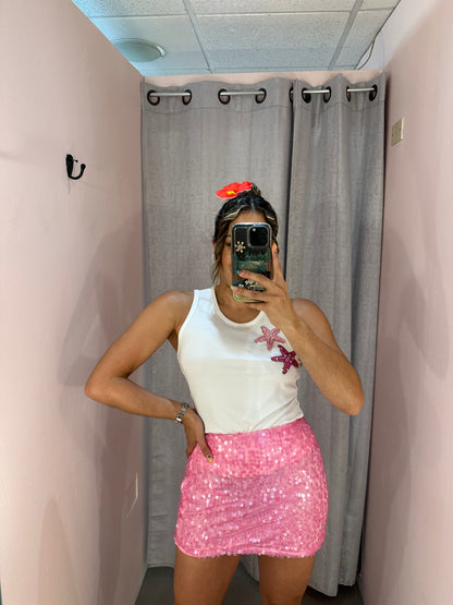 Pink Sequin Skirt