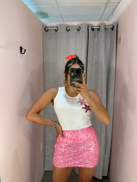 Pink Sequin Skirt