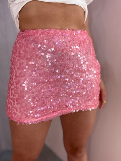 Pink Sequin Skirt