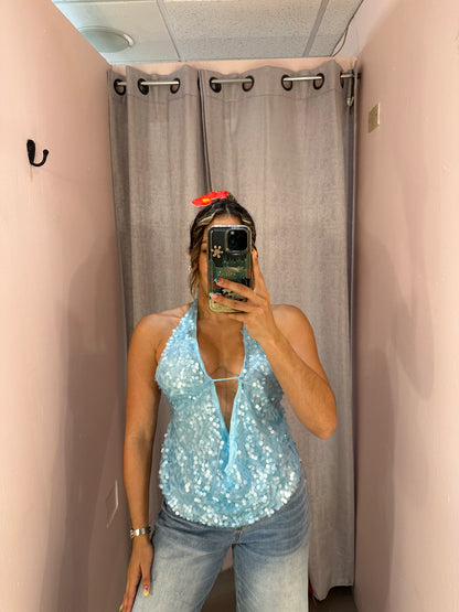 Sequin Top Blue