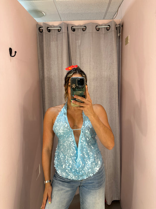Sequin Top Blue