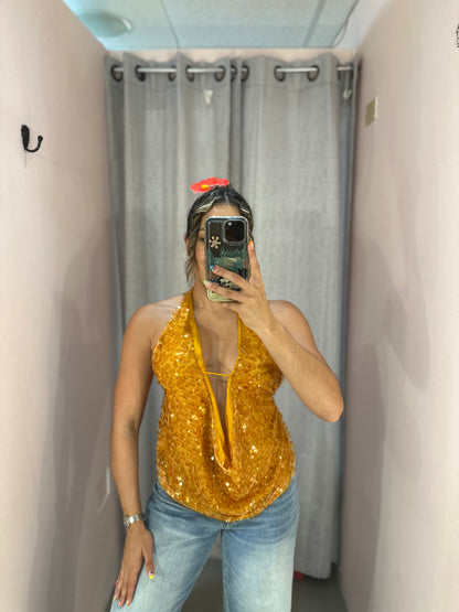 Sequin Top Orange