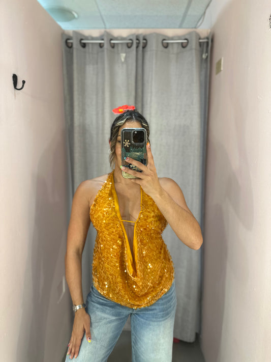 Sequin Top Orange