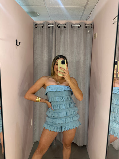 Ruffle Blue Romper