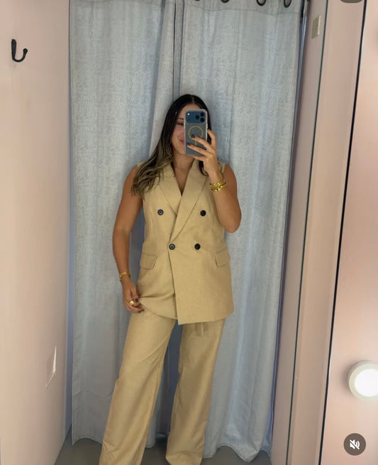 Cream Oversized Blazer Set